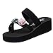 Produktbild ZIYOU Damen Plateau Pantoffeln Frauen Sommer Böhmischen Sandalen Casual Strand Blume Hausschuhe Klippzehe Flip Flops Rutschfeste Wedges(Grau,40 EU)