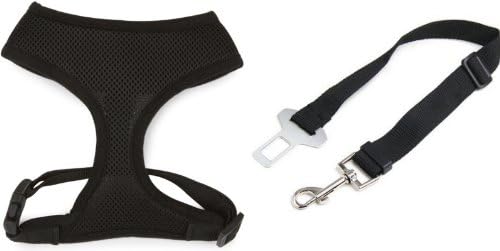Dappa® Soft Air Mesh Padded Dog Harness With Free Car Seat Belt Lead(Medium: Neck: 12.5 inches; Chest: 14-21 inches e.g Toy Poodle)