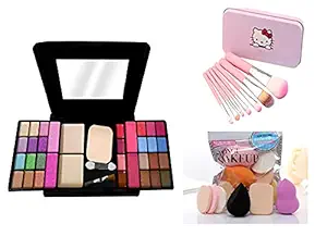 MYTYA Fashion Makeup Kit for Girls + Premium Hello Kitty Makeup Brushes + 6 Piece Makeup Sponges