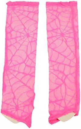 Shoulder Length Flo Pink Lace Fingerless Gloves