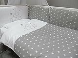 BABY BETTWÄSCHE SET „STARS“ 4tlg- Bett Set 135/100 VOILE fürs BABYBETT 140/70 cm, Bettwäsche gestickt, Nestchen, Himmel(Baldachim, Moskito) - 2