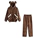 Price comparison product image Women Top Pants Set, LMMVP Warm Fleece Sleepwear Bear Ear Indoor Trousers Top Set Girl Pajamas Cute (S, Brown)