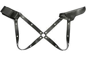 COSPLAYSTUDIO Cosplay Geschirr von Harley mit Holster und Gurten | Schwarzes Pistolenholster aus PU-Leder