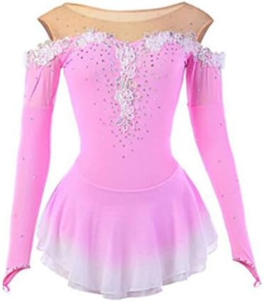 SDFS5464SDF Figure Skating Dress Women's Girls' Ice Skating Dress Wearable Breathable Handmade Long Sleeves Performance Skating Wear High Elasticity , 12