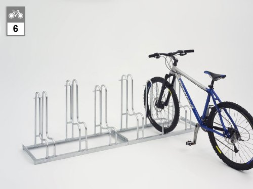 WSM Fahrradständer Bügelparker Reifenbr. bis 5,5 cm, Radabstand 35 cm, 6 Einstellplätze, verz. Stahl
