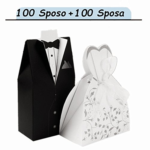 50 paar / 100 paar Braut & Bräutigam-Muster Bonboniere (mit SeidenBände) Hochzeit Katonage Gastgeschenk Box Pralinenschachtel Geschenkboxen Geschenkverpackung tüten für süßigkeiten - 2