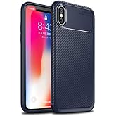 Spia Apple iPhone Xs Max 6.5 Kılıf Lacivert Karbon Silikon Orijinal Esnek İnce Geliştirilmiş Dayanıklı Darbe Karşıtı Koruyucu