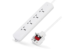 TAFAN™ 13A4 Extension Socket with 3 Meter Cable, 4 Universal Sockets-Extension Cord with Safety Shutter and LED Indicator-2500W, UK Plug Extension (White)