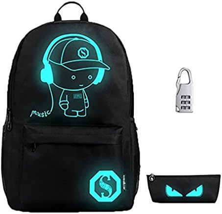 Cool Boys School Backpack Luminous School Bag Music Boy Backpack (Large)