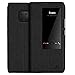 Produktbild RanGuo Compatible Huawei Mate 20 Pro Hülle, Leder Handyhülle Smart Wake Up Window View Dünn klappbares Flip Ledertasche Case Mit Standfunktion Magnetverschluß Card Holder Schutzhülle (Schwarz)