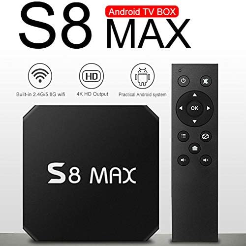 S8 Max Android 8.1 Smart TV Box - 4GB+32GB, Bluetooth 4.1 RK3328 Quad-Core 64bit Cortex-A53, HDMI Output, 4K Full HD, H.265 2.4G /5.8G Dual Band WiFi Set Top Box with Remote Control​(EU Plug)