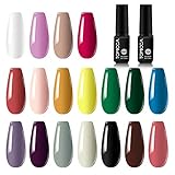 TOMICCA 20 Lot de Vernis Gel Semi-Permanent 18 couleurs 6ml Vernis à Ongles con Top Base Coat,UV LED Soak Off Gel Polish Manucure Nail Art Vernis Gel Ongle Kit Cadeau