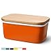 Produktbild Sweese 3162 Butterdose mit Deckel, Hochwertig Porzellan und Holzdeckel, Orangerot, groß