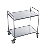 Znl Neu Edelstahl Servierwagen Mit 2 Boden Transportwagen Rollwagen Kuchenwagen 120kg Ykr L2 Tischdeko