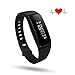 Produktbild Qimaoo Fitness-Armband, Ftiness-Tracker, Blutdruckmesser, Bluetooth 4.0, Herzfrequenz/Schritte/Anrufe/Schlafüberwachung/Kalorienzähler, für iPhone iOS, Android Smartphones, Schwarz