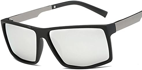 Kennifer Fashion Mens Polarized Sunglasses Lightweight Rectangular Glasses Unbreakable Frame Men Eyewear for Driving Outdoors Fishing Cycling Sports Beach,UV400 Protection (Silver,Black)