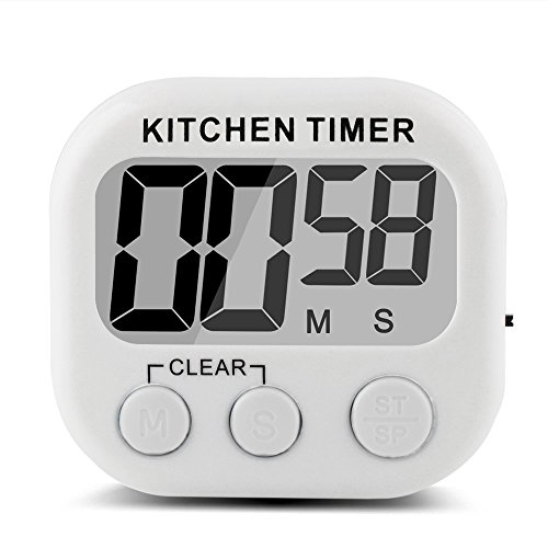 Giancomics Groß LCD Display Magnet Digitaler Kitchen Timer Küchentimer Küchenwecker Kurzzeitmesser Stoppuhr Elektronische Erinnerung Alarm (Weiß)