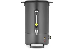 HENDI Distributeur de boissons chaudes 16L, bouilloire à vin chaud avec paroi simple, pour thé, vin chaud, eau, jusqu'à 100°C, 230V, 50/60Hz, 1650W, 357x380x(H)502mm, noir mat, Inox, PP