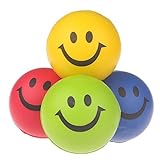 12pcs/pack Happy Smile Face Bouncy Relaxable Squeeze Ball Stress Relief Toy Random Color