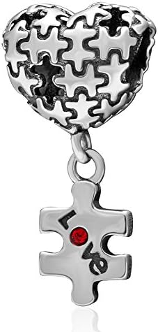 Mother's Day Gifts Jewellery Puzzle Heart Love Dangle 925 Sterling Silver Charms European Beads for Snake Chain Bracelets By Sandcastle Charm