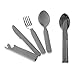 Produktbild Outent® Camping Besteck Set Essbesteck für Festivals, Bergsteigen, Wandern, Survival, Outdoor, Picknick, Backpacker, Reisen - Gabel, Löffel, Messer, Dosenöffner, Flaschenöffner - 4-teilig