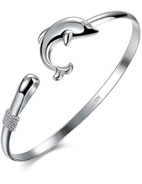 Versilbert Delphin Armreif Durchmesser 6.5cm Kinder Tauchen Fisch Armband Armreif Geschenk Weihnachten