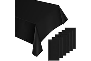 LANSKYLAN 6 Stück Tischdecke schwarz Einweg Tischdecke Bierzeltgarnitur 137 x 274 cm Rechteckige Tischabdeckung Biertisch Tischdecken Wasserdicht Gartentischdecke für Gastronomie Party Geburtstag