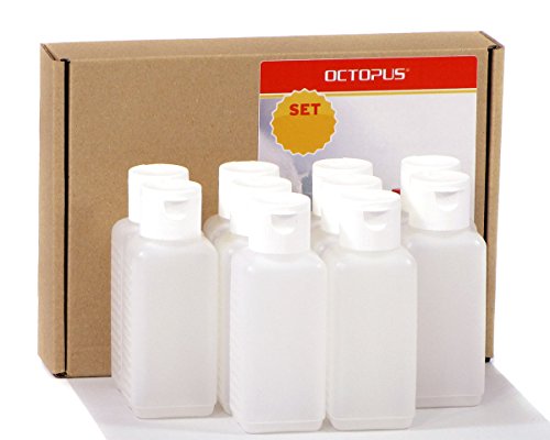 10 x 100 ml Kunststoffflaschen mit weissem Klappverschluss, Plastikflaschen mit Klappspritzverschluss, Leerflaschen aus HDPE mit Scharnierverschluss, inkl. 10 Beschriftungsetiketten