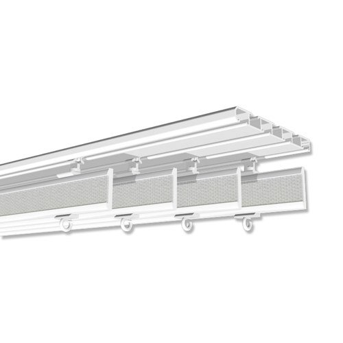 Interdeco Paneelwagen (2 Sets) Weiß, Aluminium mit Klettband für Gardinenschienen, Easyslide, 70 cm kürzbar - 2