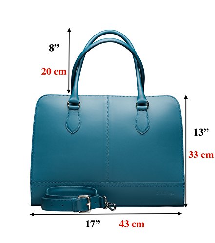 Su.B 15.6” 14” professionelle Design Damen Laptoptasche, echtes Leder – Made in Italy (Teal Blau) - 7