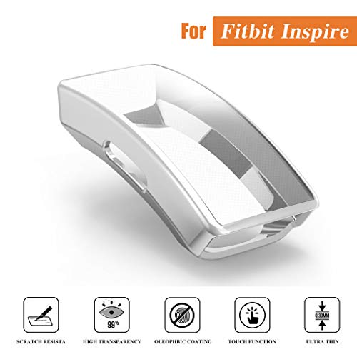 Preisvergleich Produktbild Ultradünne Displayschutzfolie für Fitbit Inspire / Inspire HRBloodfin Vollständige Abdeckung Beschichtung Weiche TPU Schutzfolie Schutzhülle [Anti-Öl][HD Clear][Anti-Bubble] (Silber)