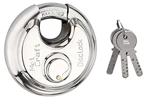 Met Craft Stainless Steel Shutter Disc Lock 3 Dimple Keys (70mm Small Size, Silver)