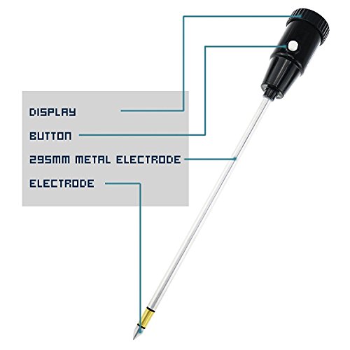 Boden pH Feuchtigkeitsmesser Messer Tester Prufgerat Checker 295mm 25,9m (Lange Elektrode) Uberprufen Test Saure Alkalinitat fur Rasen Weingut Obstgarten Feld Produktion Feuchtemessgerat Wasser Licht Messgerat fur Garten Pflanze Blume Gras Rasen - 4