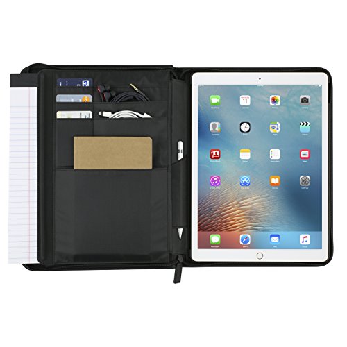 Incipio Hilson Zipper Folio Schutzhülle für Apple 12,9" iPad Pro [Viele Fächer | Stylus-Halter | Reißverschluss | Standfunktion | Apple Keyboard kompatibel | Nylon] - IPD-288-BLK