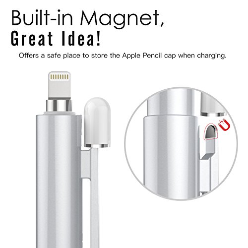 MoKo Schutzhülle für Apple Pencil – Multifunktion Retractable Ausziehbar Hülle Case für iPad Pro 9.7″ 12.9″ Apple Pencil mit eingebaute Clip, Teleskop – kopf Schutz, und Sicherheits-hut, Silber - 6