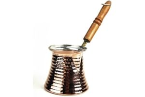 ‎COPPER GARDEN CopperGarden Mokkakanne aus Kupfer I Ibrik aus lebensmittelecht verzinntem Kupfer mit Holzgriff I Mittelgroße Kupferkanne zum Milchaufwärmen (für Kaffee) oder zum echten Mokka kochen