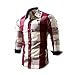 Produktbild feiXIANG Männer Lange ärmel Bluse Baumwolle Slim Fit Kariertes Hemden Top M-3XL (M, Rot)