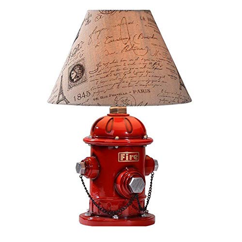 Preisvergleich Produktbild GHL Hydrant Harz Tischlampe, Kreative Handwerk Tischlampe Kinderzimmer Nachttischlampe Leinen lampenschirm Desktop Dekoration licht-hoch 33 cm, breite 29 cm, E27