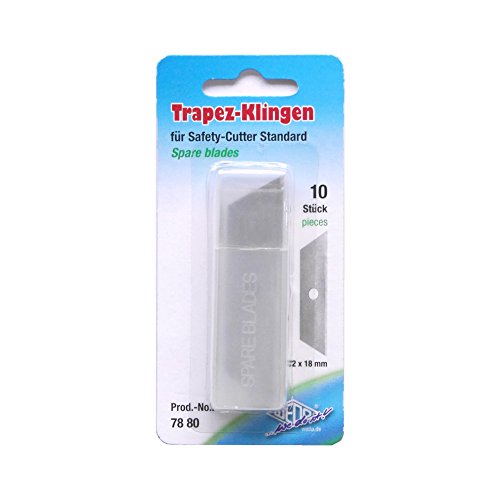 Wedo 7880 Ersatzklingen (für Safety Cutter Standard, Trapez Form, Carbonstahl, Kunststoffbox) 10 Stück, silber - 2