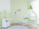 Polini Kids Babyzimmer Set mit Babybett/Gitterbett Siple 323 und Wickelkommode inclusive Matratze in weiß