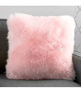 Pink Square Fur Cushion Pillow for Sofa , Chair , Decoration , Kids Room , Baby , car Decoration