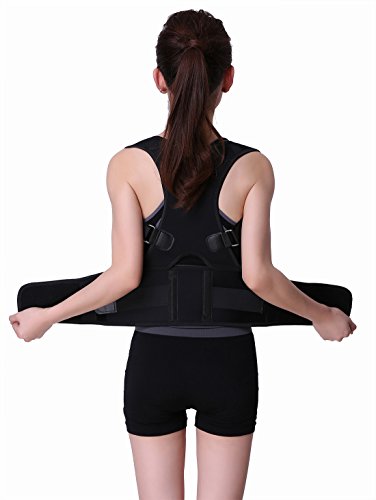 FEOYA Correcteur de Posture Soutien Dorsal Lombaire Bande Réglable Ceinture de Correction Homme Femme d'Epaule Cou et Soulagement de Douleur Thoracique-Noir M