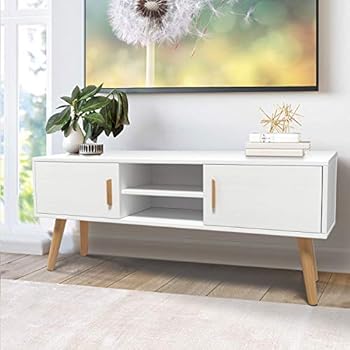 amzdeal TV Schrank Fernsehtisch für TV bis zu 55 Zoll, TV Board mit 2