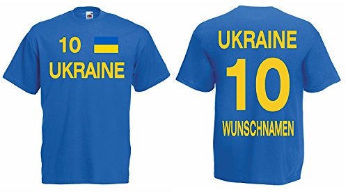 Ukraine Trikot mit Wunschname und Wunschnummer EM 2016|blau-XL