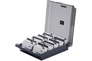 Eylkeup Visitenkartenbox,Visitenkarten Aufbewahrungs Box mit 10 Teilerplatinen und A-Z-Index-Registerkarten,Hält 1000 Karten