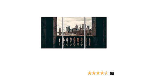 Wall26 3 Piece Canvas Wall Art York City Downtown Architecture Skyline Through Abandoned Balcony Modern Home Decor Stretched And Framed Ready To Hang 16 X24 X3 Panels Amazon In Home Kitchen