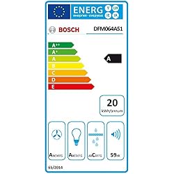 Bosch Serie 4 DFM064A51 hotte 420 m³/h Semi-intégrée (semi-encastrée) Métallique, Argent A - Hottes (420 m³/h, Conduit/Recirculation, A, A, C, 59 dB)