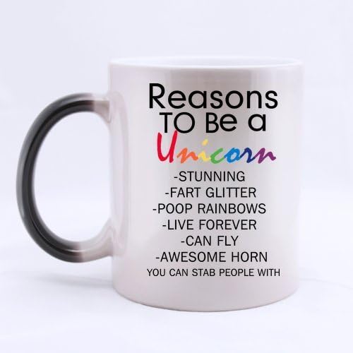 11 Ounce- Funny Novelty Funny Quotes Reasons to Be A Unicorn Color Changing Mug Morphing Coffee Mug Cup - Great Gift Item for Anyone/Christmas/Birthday