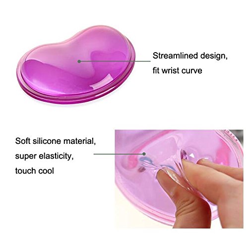 EQLEF® Lila nette transparente Gelee-Silikon-Handgelenk-Mausunterlage Armbänder Hand Kissen-Computer-Mäuse Pad Heart-shaped - 3
