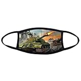 Clasificación: Máscara Militares de la Segunda Guerra Mundial II tanques Fire ruinas tema pintura al óleo cara máscara antipolvo anti frío máscara regalo